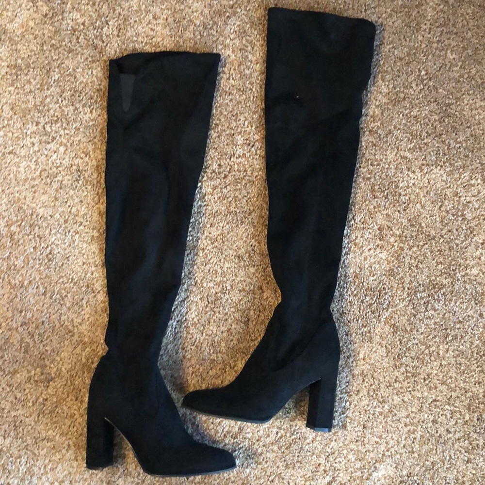 Over the knee black suede boots